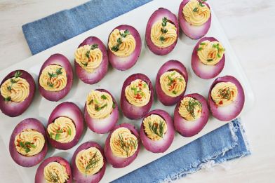 Image result for purple deviled eggs